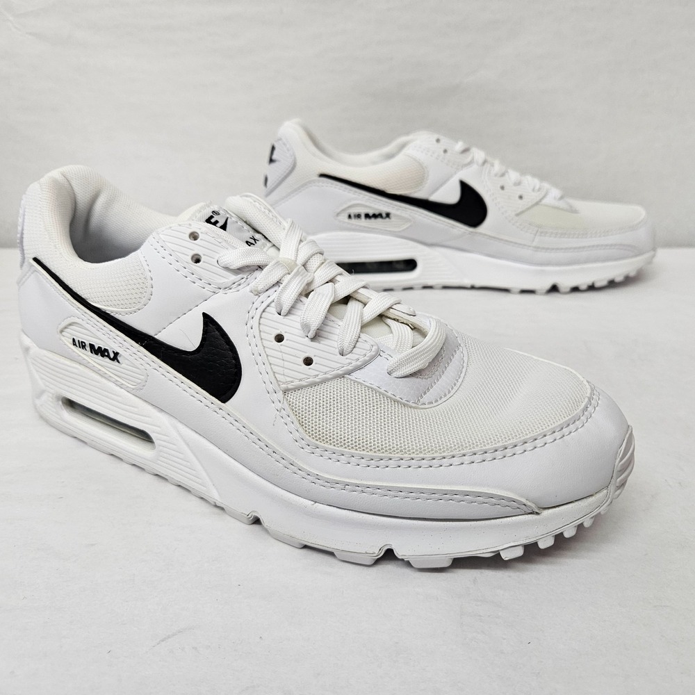 Nike Air Max 90 Athletic Sneakers DH8010-101 White Black Womens Size 10